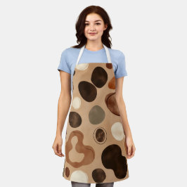 Delantal Brown Modern Art Flow Shapes All-Over Print Apron