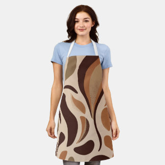 Delantal Brown Modern Art Flow Shapes All-Over Print Apron