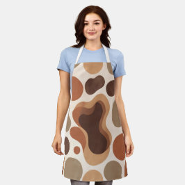 Delantal Brown Modern Art Flow Shapes All-Over Print Apron