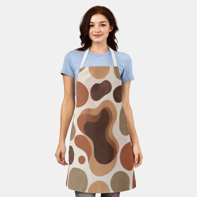 Delantal Brown Modern Art Flow Shapes All-Over Print Apron (Gastado)