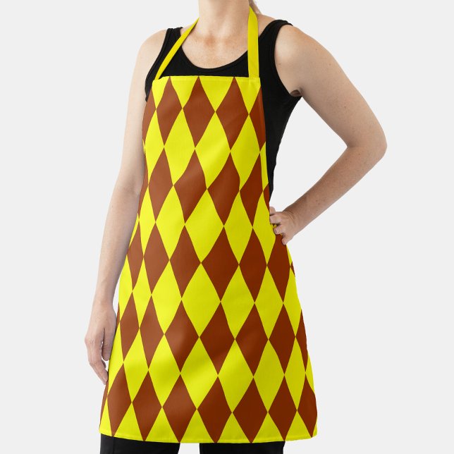 Delantal Brown Yellow Harlequin Checkered Design  (Subido por el creador)