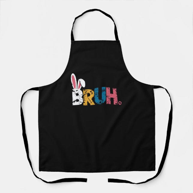 Delantal Bruh Easter Bunny Cute Meme Para Niños _6 (Anverso)