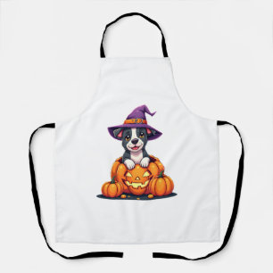 Delantal Bruja Calabaza Perro Pitbull Divertido Halloween H
