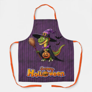 Delantal Bruja Cute de Halloween de Raptor/Dinosaurio