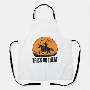 Delantal Bruja de Halloween Truco o Trato Luna Vintage_1