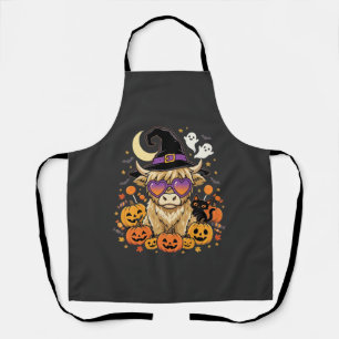 Delantal Bruja Vaca Highland Adorable Halloween Calabaza Fi