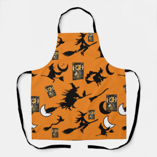 Delantal Bruja varita gato negro luna lápiz labial
