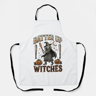 Delantal Brujas al Bat Vintage Diseño de Béisbol de Hallowe