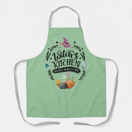 Delantal Brujas Cocina comidas mágicas y amor Apron Green