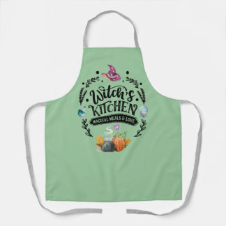 Delantal Brujas Cocina comidas mágicas y amor Apron Green