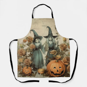 Delantal Brujas Victorianas Caprichosas Calabaza Rosas