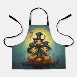 Delantal Brujas y calabazas lindas de Halloween