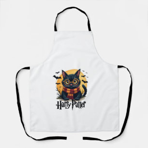 Delantal Brujo Gato Negro Harry Pawter Halloween Divertida
