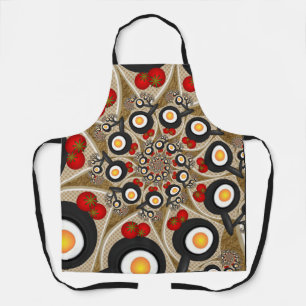 Delantal Brunch Fractal Art Comida divertida, Tomates, Huev