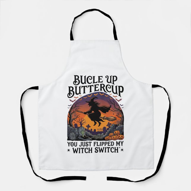 Delantal Bucle Up Buttercup Bruja Interruptor Halloween Esc (Anverso)