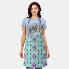 Delantal Budgies Budgies y Flores Mint Green Womans Apron