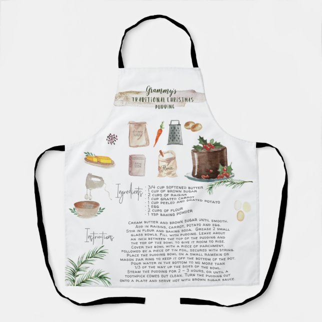 Delantal Budín de Navidad Tradicional | Receta Heirloom (Anverso)