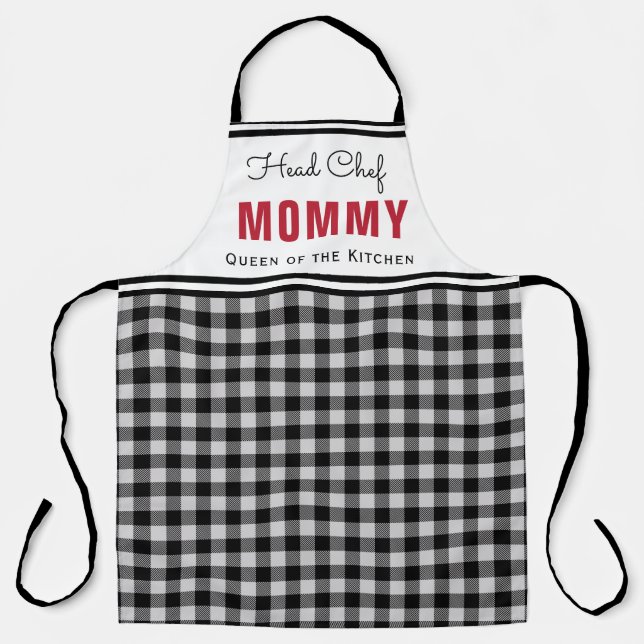 Delantal Búfalo blanco y negro colocado mami personalizado (Anverso)
