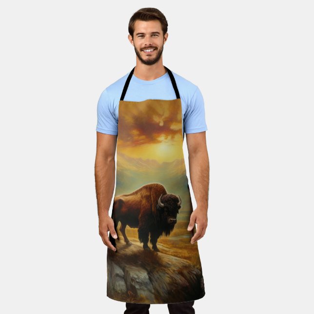 Delantal Buffalo Bison Sunset Silhouette (Gastado)