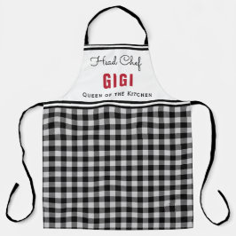 Delantal Buffalo blanco y negro colocado Gigi personalizado