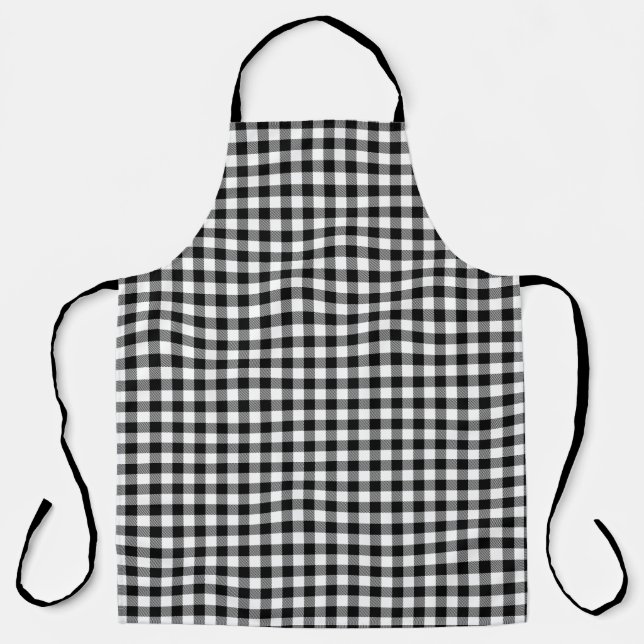 Delantal Buffalo Gingham Black And White Check Planteado (Anverso)