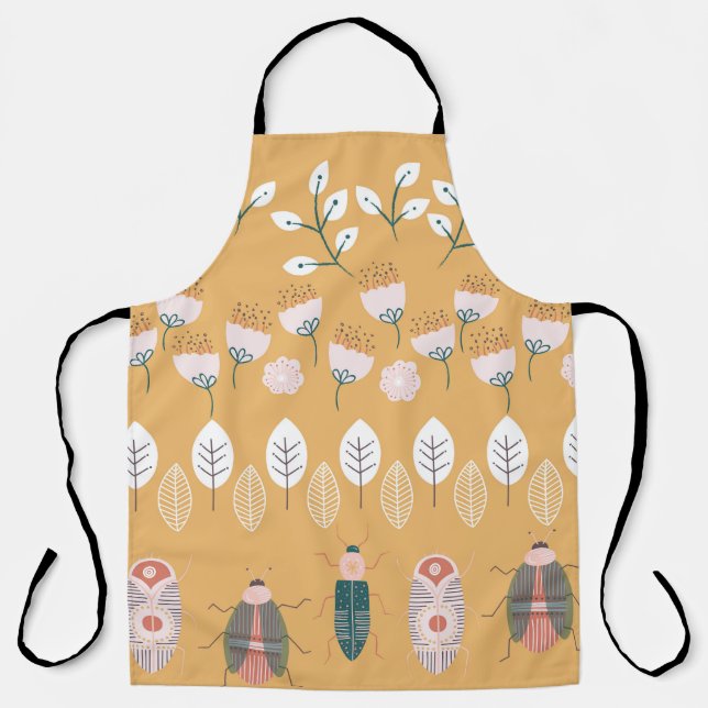 Delantal Bugs, plantas: conjunto de bordes vintage. (Anverso)