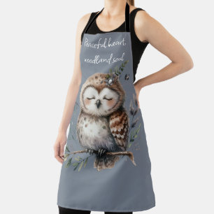 Delantal Búho Adorable en Acuarela con Estilo Floral de Bos