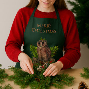 Delantal Búho de Navidad Naturaleza y Vida Silvestre Vacaci