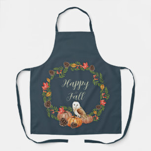 Delantal Búho de otoño y calabazas con texto personalizable