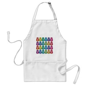 Delantal - búho lindo de Matryoshka del arco iris