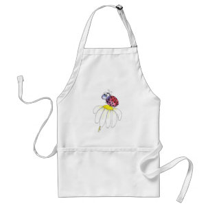 Delantal Buitre caprichoso rojo en una flor blanca