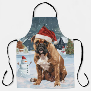 Delantal Bull Mastiff Dog Winter Wonderland Navidades Joy
