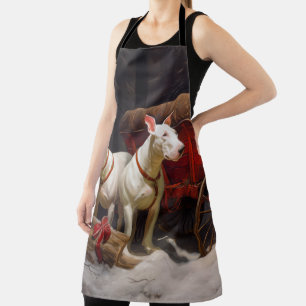 Delantal Bull Terrier Nevado Trineo Navidad Decoración 