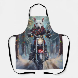 Delantal Bull Terrier Perro Montando Motocicleta Navidad
