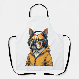 Delantal Bulldog Antiguo con Auriculares con Capucha Música