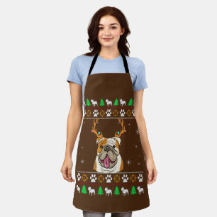 Delantal Bulldog con cuernos en Navidades de la UGLY