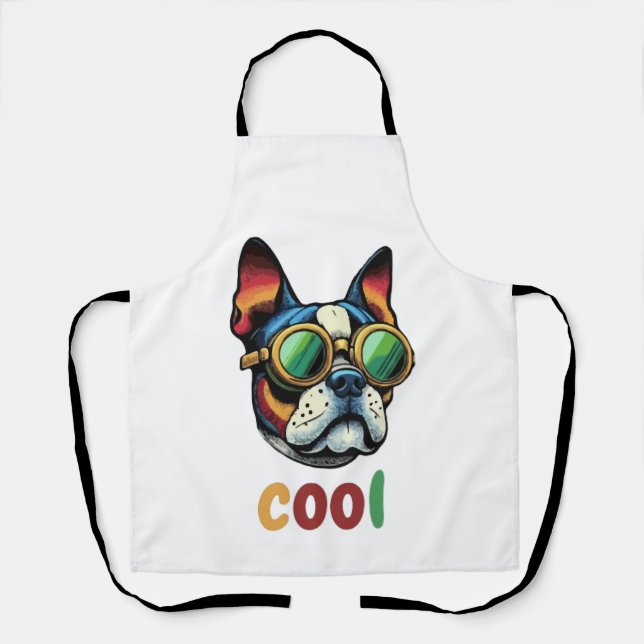 Delantal Bulldog de Pop Art con gafas (Anverso)