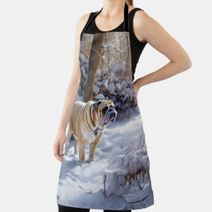 Delantal Bulldog Dejar Que Nieva Navidades Cepillado