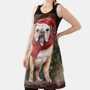 Delantal Bulldog en Navidad con Nieve