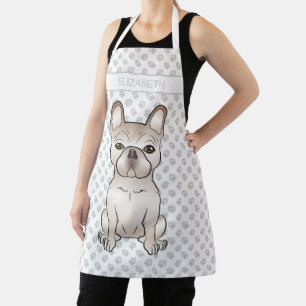 Delantal Bulldog Francés crema / Perro Frenchie & nombre pe