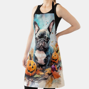 Delantal Bulldog Francés de Halloween con Calabazas Espeluz