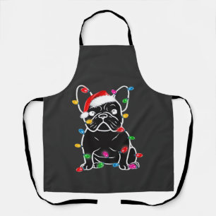 Delantal Bulldog Francés Divertido Luces de Navidad del Árb