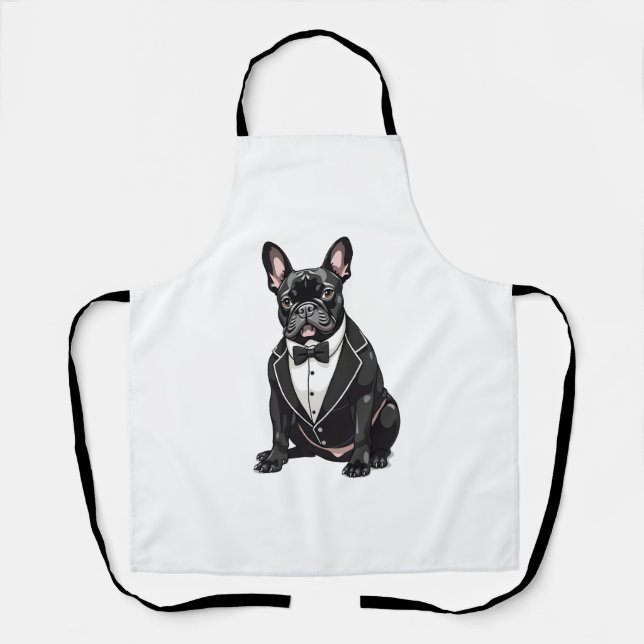 Delantal Bulldog francés en Tuxedo (Anverso)