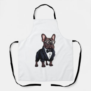 Delantal Bulldog francés en Tuxedo vistiendo gafas