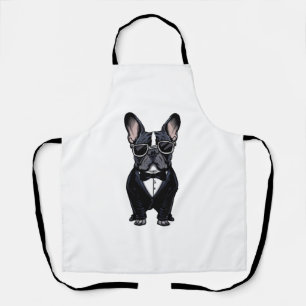 Delantal Bulldog francés en Tuxedo vistiendo gafas
