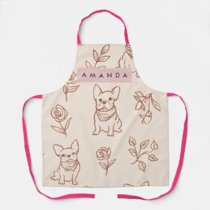 Delantal Bulldog Francés Floral Lindo Personalizado