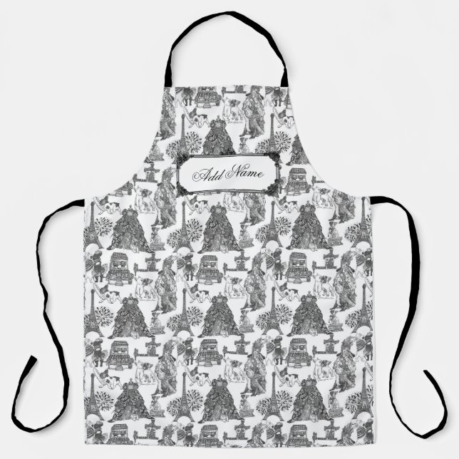 Delantal Bulldog FRANCÉS Frenchie Black Toile con nombre pe (Anverso)