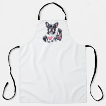 Bulldog francés que corazón a mamá Tattoo Apron