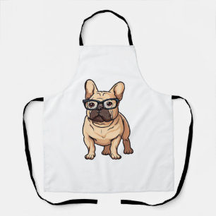 Delantal Bulldog francés vistiendo gafas