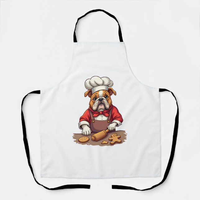 Delantal Bulldog Gingerbread Chef (Anverso)